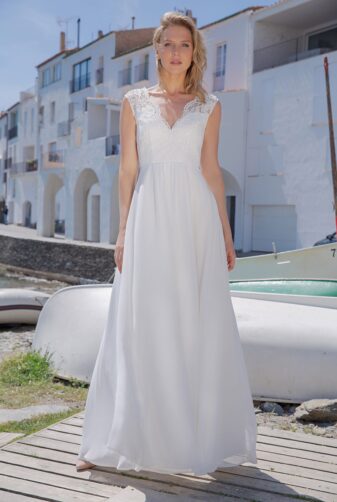 Langes Standesamtkleid ivory Kollektion 2020 A7204 bei Avorio Vestito Brautmode in Berlin