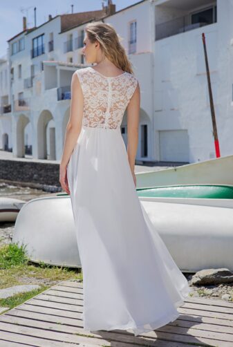 Langes Standesamtkleid ivory Kollektion 2020 A7204 3 bei Avorio Vestito Brautmode in Berlin