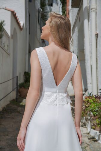 Langes Standesamtkleid ivory Kollektion 2020 A7209 3 bei Avorio Vestito Brautmode in Berlin