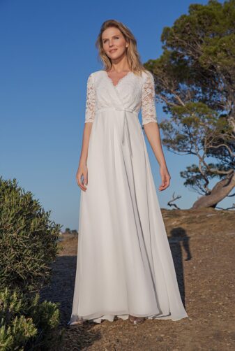 Langes Standesamtkleid ivory Kollektion 2020 A7223 3 bei Avorio Vestito Brautmode in Berlin