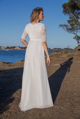 Langes Standesamtkleid ivory Kollektion 2020 A7223 5 bei Avorio Vestito Brautmode in Berlin