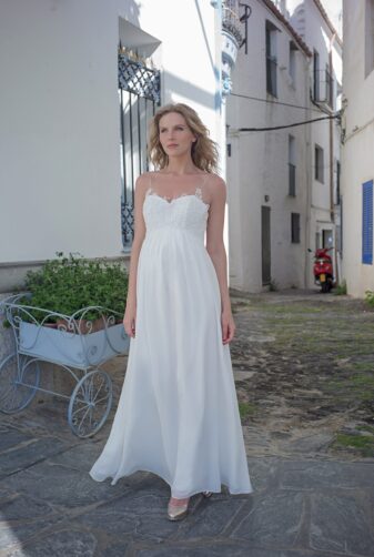 Langes Umstandskleid ivory Kollektion 2020 A7217 5 bei Avorio Vestito Brautmode in Berlin