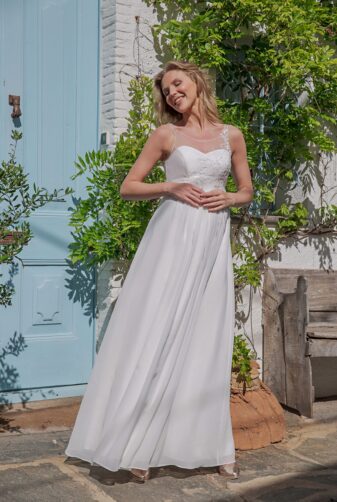 Langes Umstandskleid ivory Kollektion 2020 A7221l 2 bei Avorio Vestito Brautmode in Berlin